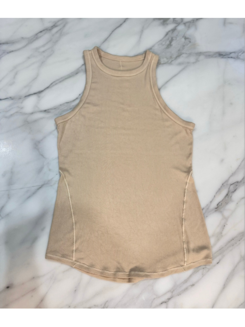 Lululemon Hold Tight Ribbed High Neck Tank Top Beige Size 8 First Layer